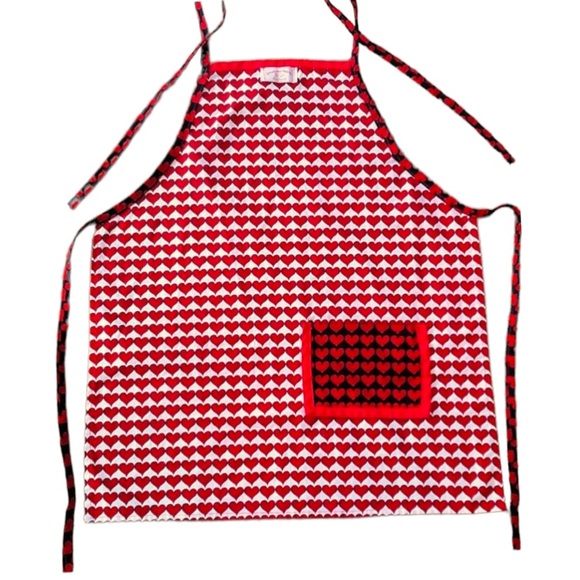 Vintage Apron Handmade Heart Print Valentine's Day Gift Retro